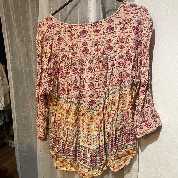 Nine West Jeans XXL boho multi colored blouse 3/4 sleeves and front buttons - Picture 7 of 11